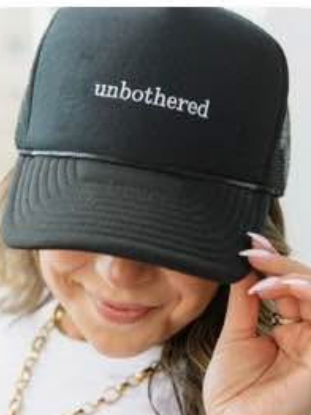 Black 'unbothered' Trucker Hat